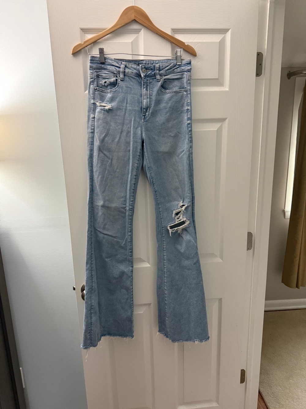 American Eagle Outfitters Light Wash Distressed Flare Jeans